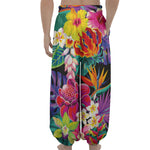 Tropical Hummingbird Print Lantern Pants
