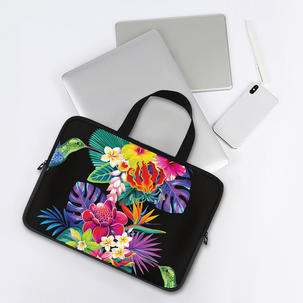 Tropical Hummingbird Print Laptop Sleeve With Handle
