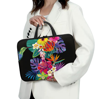 Tropical Hummingbird Print Laptop Sleeve With Handle