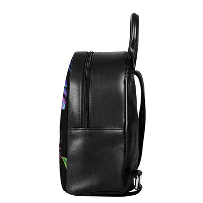 Tropical Hummingbird Print Leather Backpack