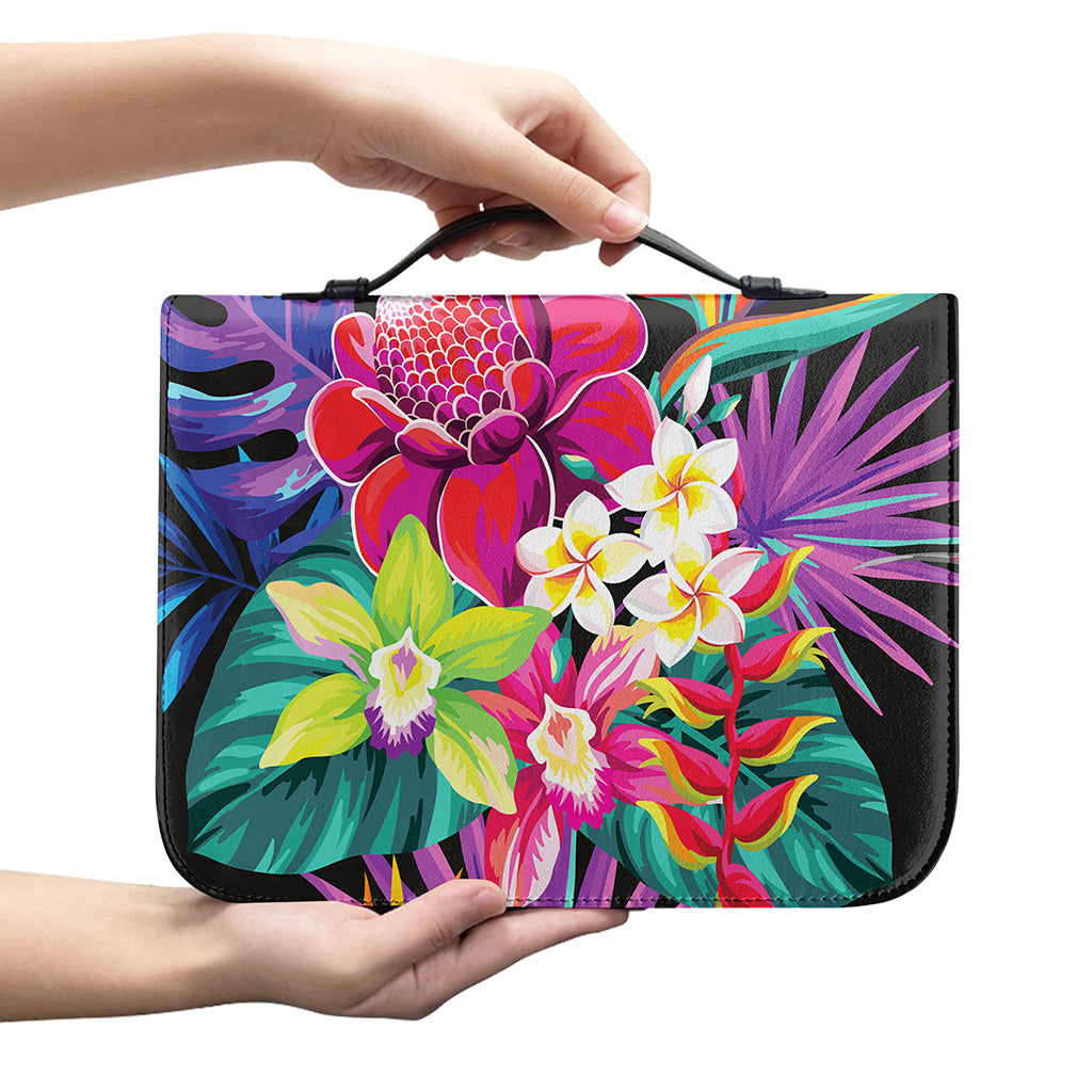 Tropical Hummingbird Print Leather Bible Cover