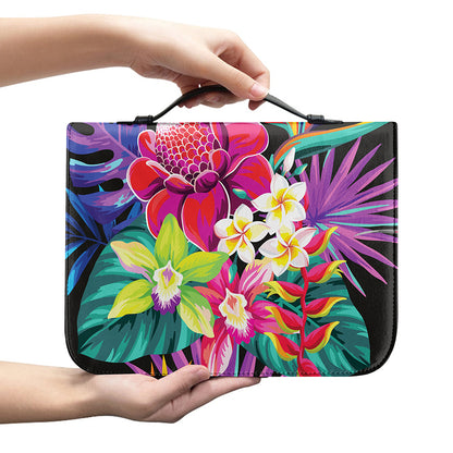 Tropical Hummingbird Print Leather Bible Cover