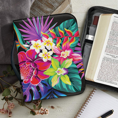 Tropical Hummingbird Print Leather Bible Cover