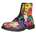 Tropical Hummingbird Print Lace-Up Boots