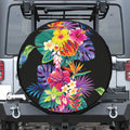 Tropical Hummingbird Print Leather Spare Tire Cover