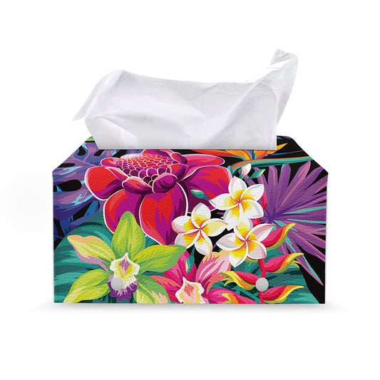 Tropical Hummingbird Print Leather Tissue Box Cover