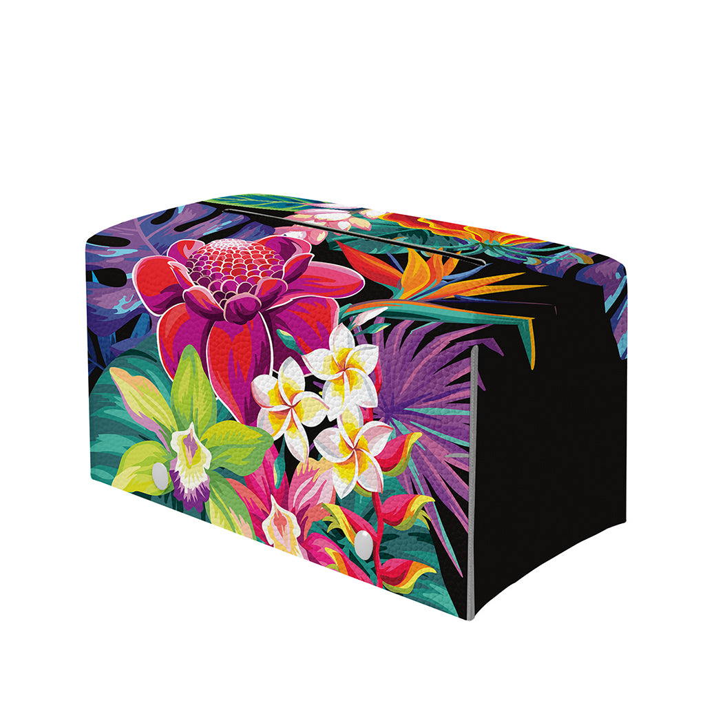 Tropical Hummingbird Print Leather Tissue Box Cover