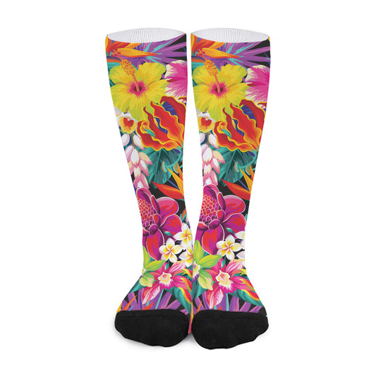 Tropical Hummingbird Print Long Socks