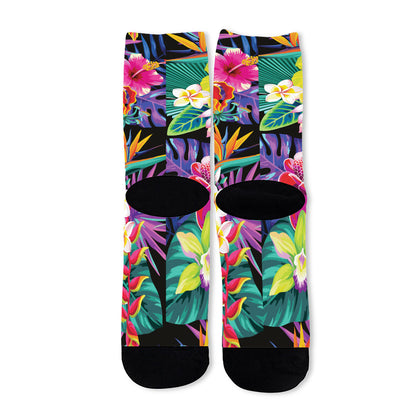 Tropical Hummingbird Print Long Socks