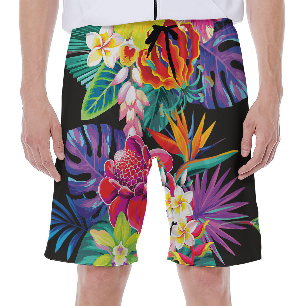 Tropical Hummingbird Print Men's Beach Shorts
