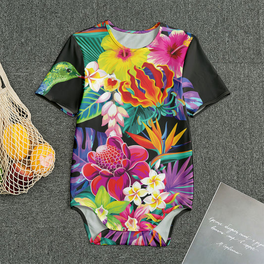 Tropical Hummingbird Print Men's Bodysuit