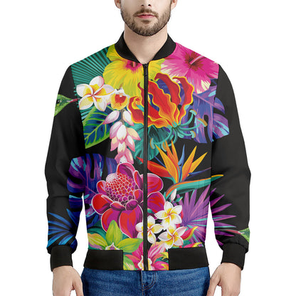 Tropical Hummingbird Print Men's Bomber Jacket