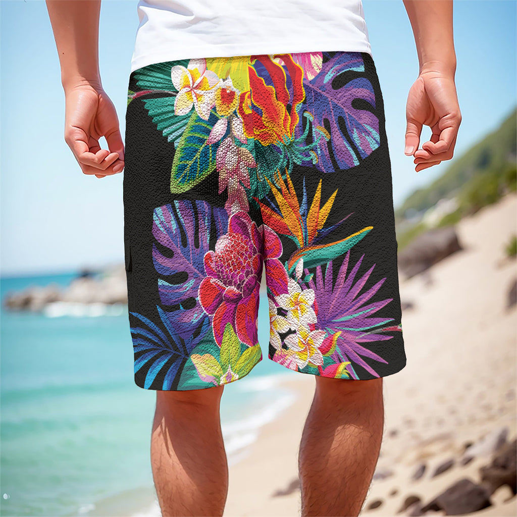 Tropical Hummingbird Print Men's Cargo Shorts