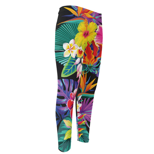 Tropical Hummingbird Print Men's Compression Pants