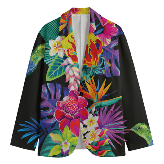 Tropical Hummingbird Print Men's Cotton Blazer