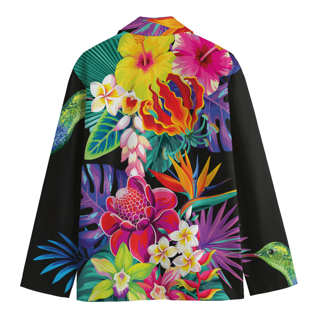 Tropical Hummingbird Print Men's Cotton Blazer