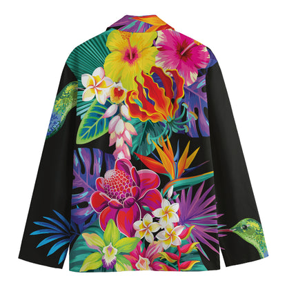 Tropical Hummingbird Print Men's Cotton Blazer