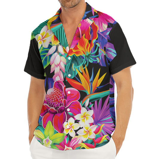 Tropical Hummingbird Print Men's Deep V-Neck Shirt