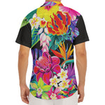 Tropical Hummingbird Print Men's Deep V-Neck Shirt