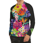 Tropical Hummingbird Print Men's Long Sleeve Rash Guard