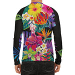 Tropical Hummingbird Print Men's Long Sleeve Rash Guard