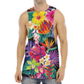 Tropical Hummingbird Print Men's Muscle Tank Top