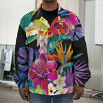 Tropical Hummingbird Print Men's Shirt Jacket