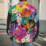 Tropical Hummingbird Print Men's Shirt Jacket