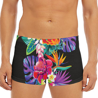 Tropical Hummingbird Print Men's Short Boxer Briefs