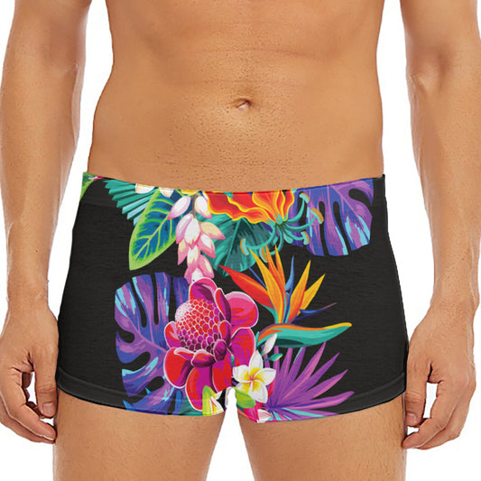 Tropical Hummingbird Print Men's Short Boxer Briefs
