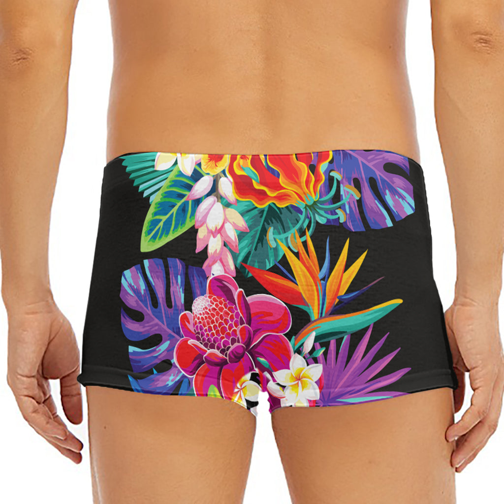 Tropical Hummingbird Print Men's Short Boxer Briefs