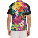 Tropical Hummingbird Print Men's Short Sleeve Rash Guard