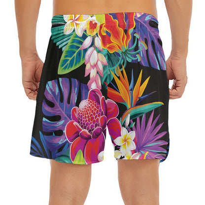 Tropical Hummingbird Print Men's Split Running Shorts