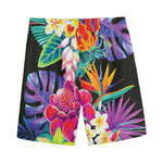 Tropical Hummingbird Print Men's Sports Shorts