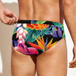 Tropical Hummingbird Print Men's Swim Briefs