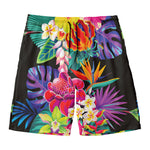Tropical Hummingbird Print Men's Swim Trunks