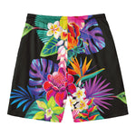 Tropical Hummingbird Print Men's Swim Trunks