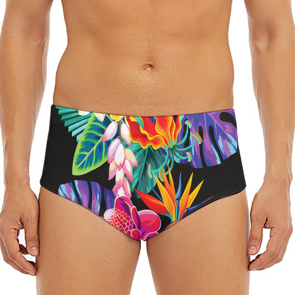 Tropical Hummingbird Print Men's Triangle Swim Briefs