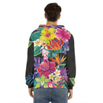 Tropical Hummingbird Print Men's Velvet Pullover Hoodie