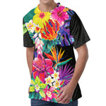 Tropical Hummingbird Print Men's Velvet T-Shirt