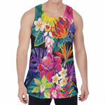 Tropical Hummingbird Print Men's Velvet Tank Top