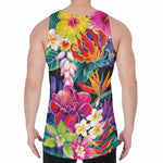 Tropical Hummingbird Print Men's Velvet Tank Top