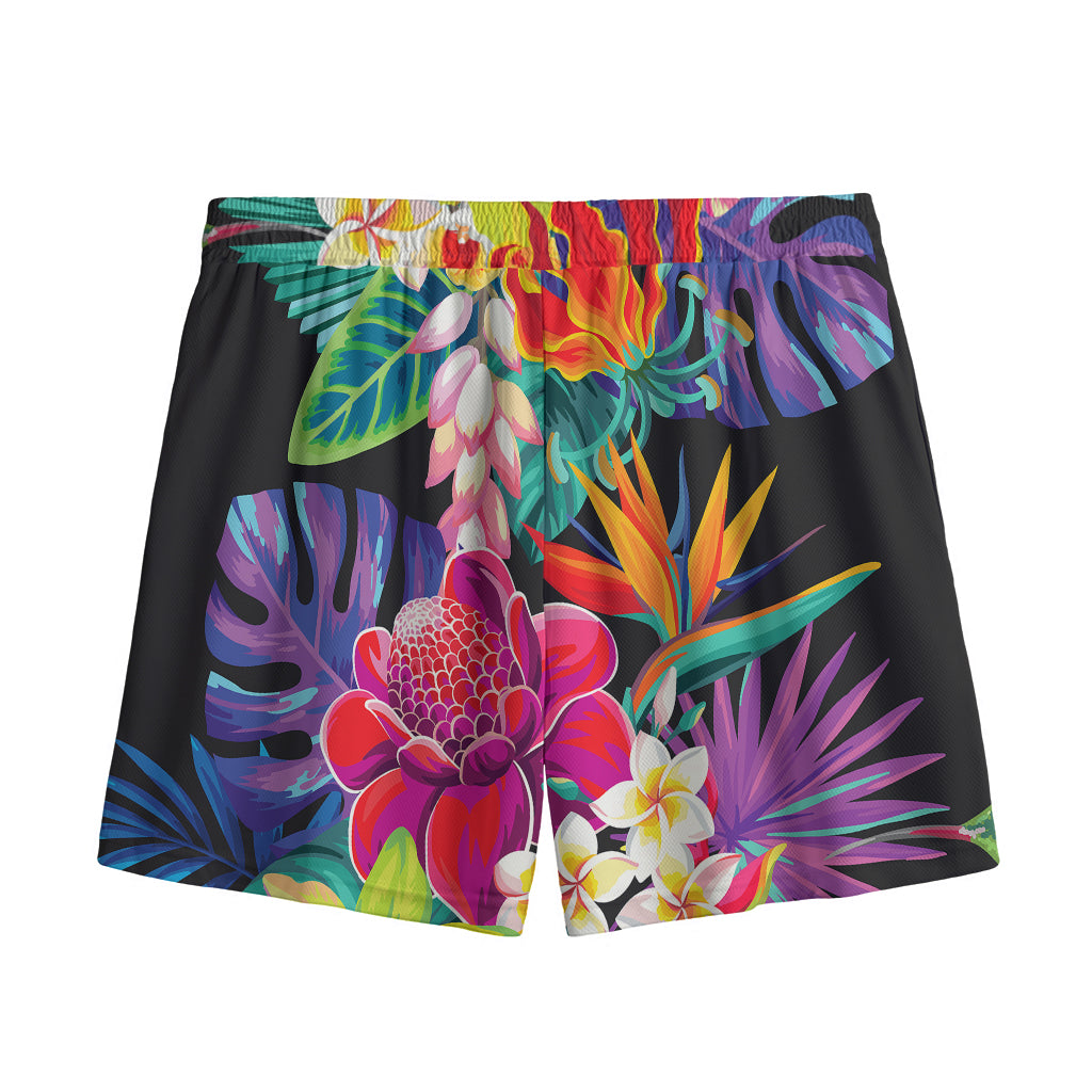Tropical Hummingbird Print Mesh Shorts