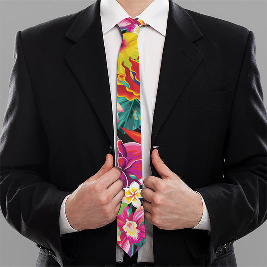 Tropical Hummingbird Print Necktie