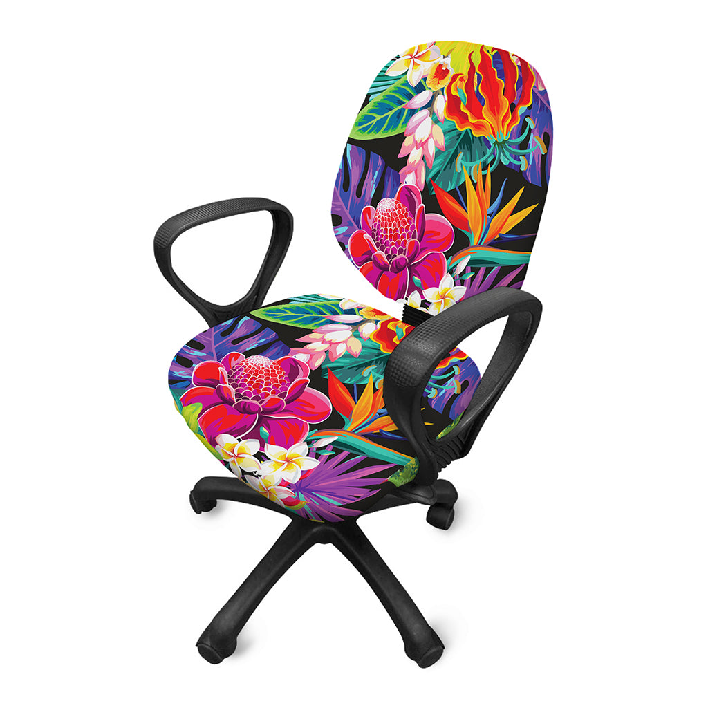 Tropical Hummingbird Print Office Chair Cover