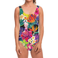 Tropical Hummingbird Print One Piece Swimsuit