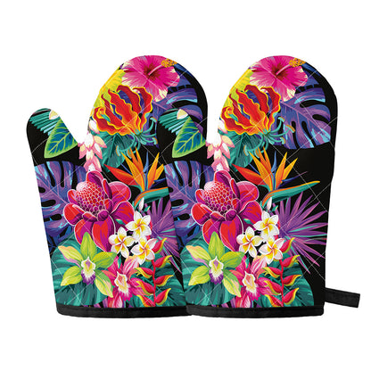 Tropical Hummingbird Print Oven Mitts