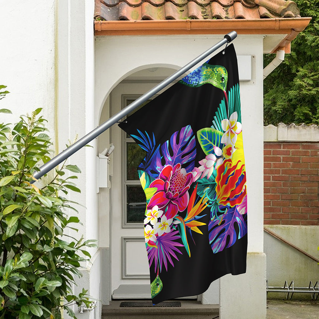 Tropical Hummingbird Print Polyester Flag