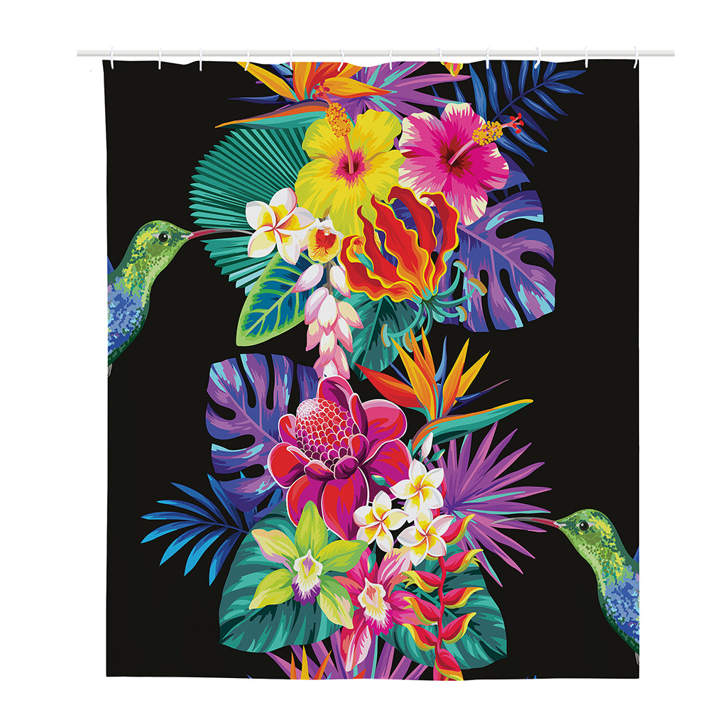 Tropical Hummingbird Print Polyester Shower Curtain