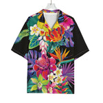 Tropical Hummingbird Print Rayon Hawaiian Shirt